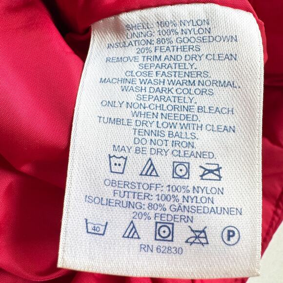 Lands' End Womens Down Feather Puffer Coat Jacket Size M P Winter Outdoor Red - Picture 8 of 9